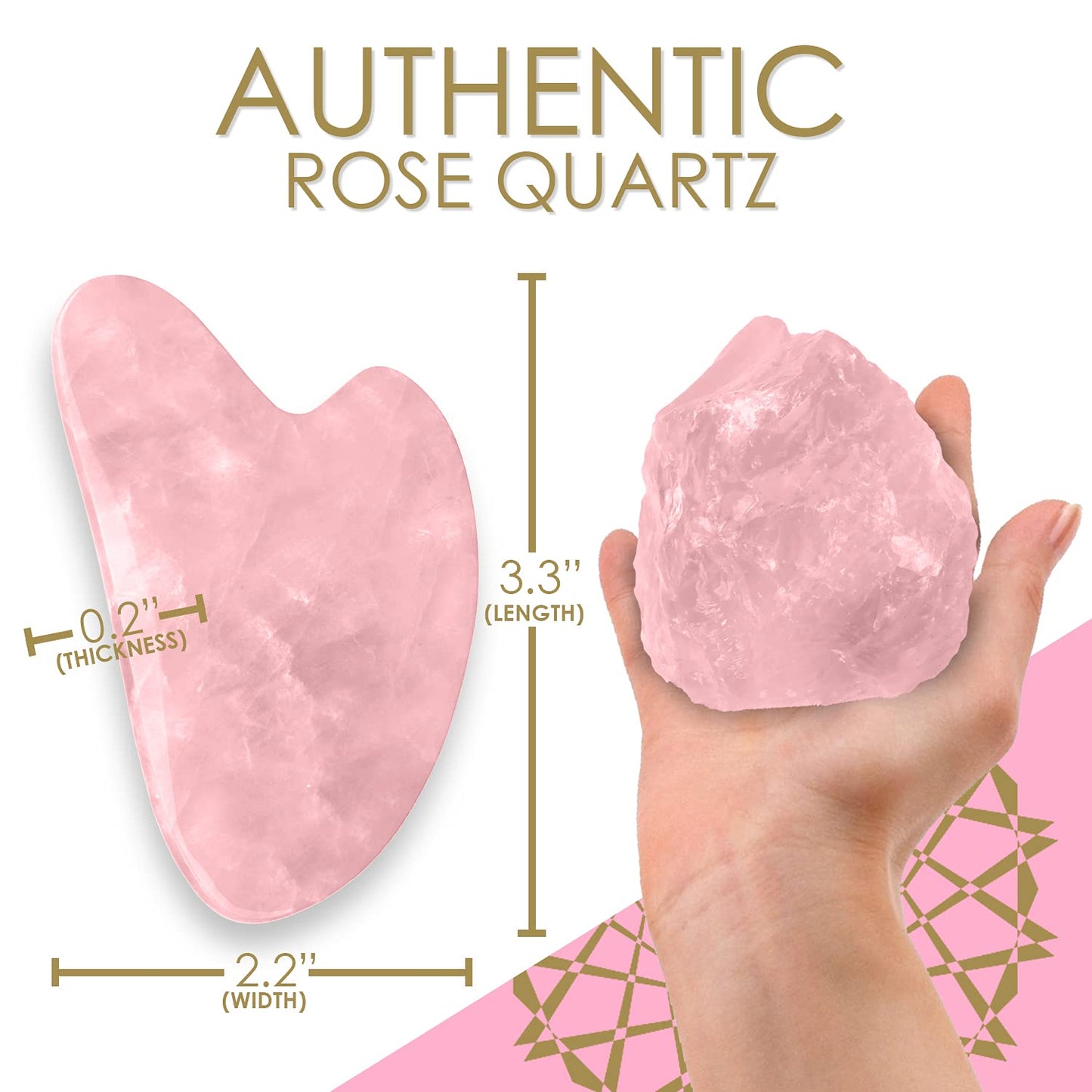 Face Roller & Gua Sha Set - Rose Quartz Gua Sha Massage Tool as Face Massager - Jade Roller for Face as Skin Care Tools - Easy to Use Gua Sha Facial Tools - Arrives in a Luxury Box