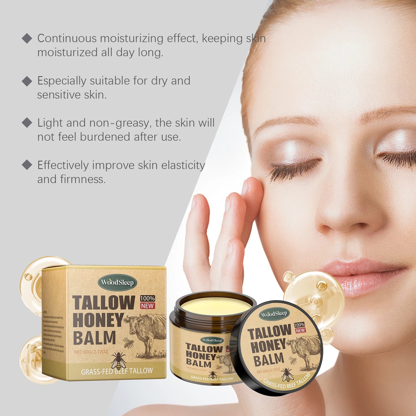 Whipped Beef Skin Face Moisturizer Fast Absorption Grass Fed Grass Finished Organic Face Cream Body Lotion