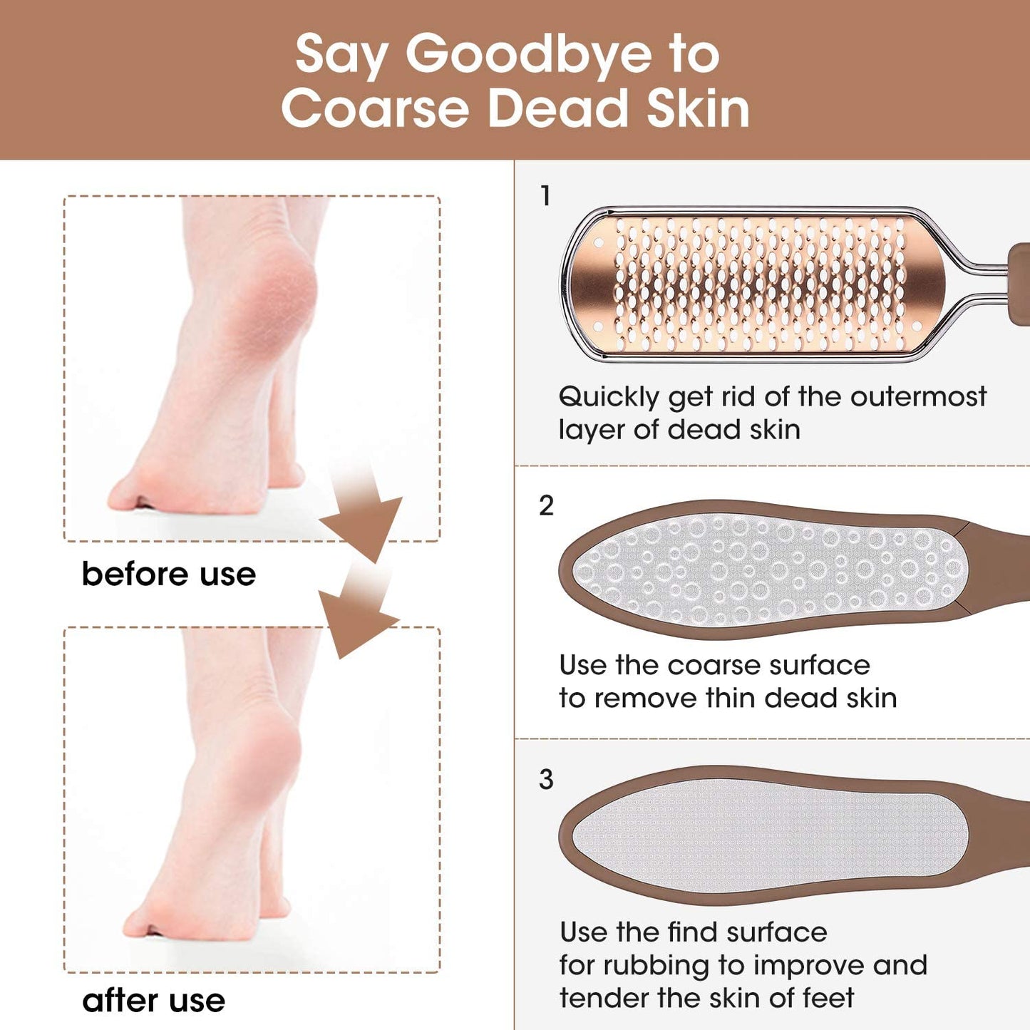 2PCS Professional Pedicure Rasp Foot File Cracked Skin Corns Callus Remover for Extra Smooth and Beauty Foot (Black) (Rose)