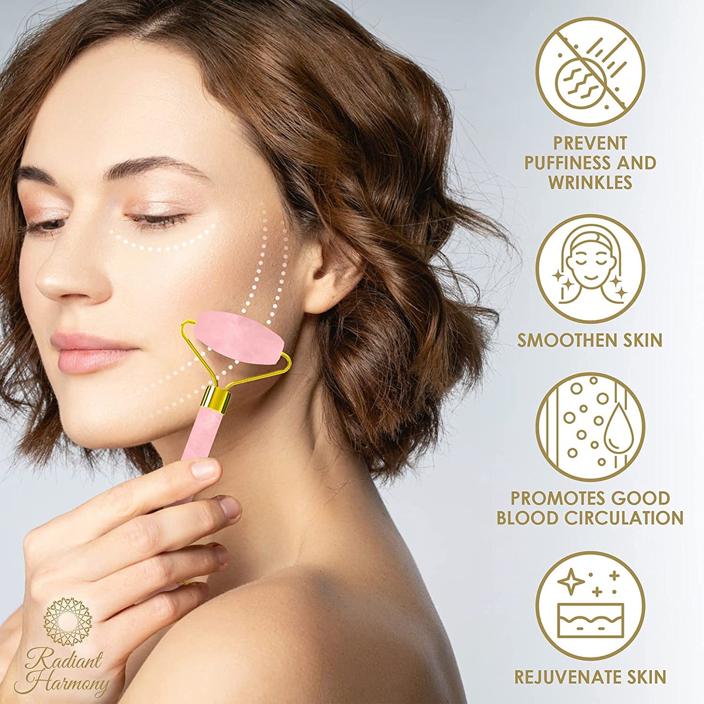 Face Roller & Gua Sha Set - Rose Quartz Gua Sha Massage Tool as Face Massager - Jade Roller for Face as Skin Care Tools - Easy to Use Gua Sha Facial Tools - Arrives in a Luxury Box