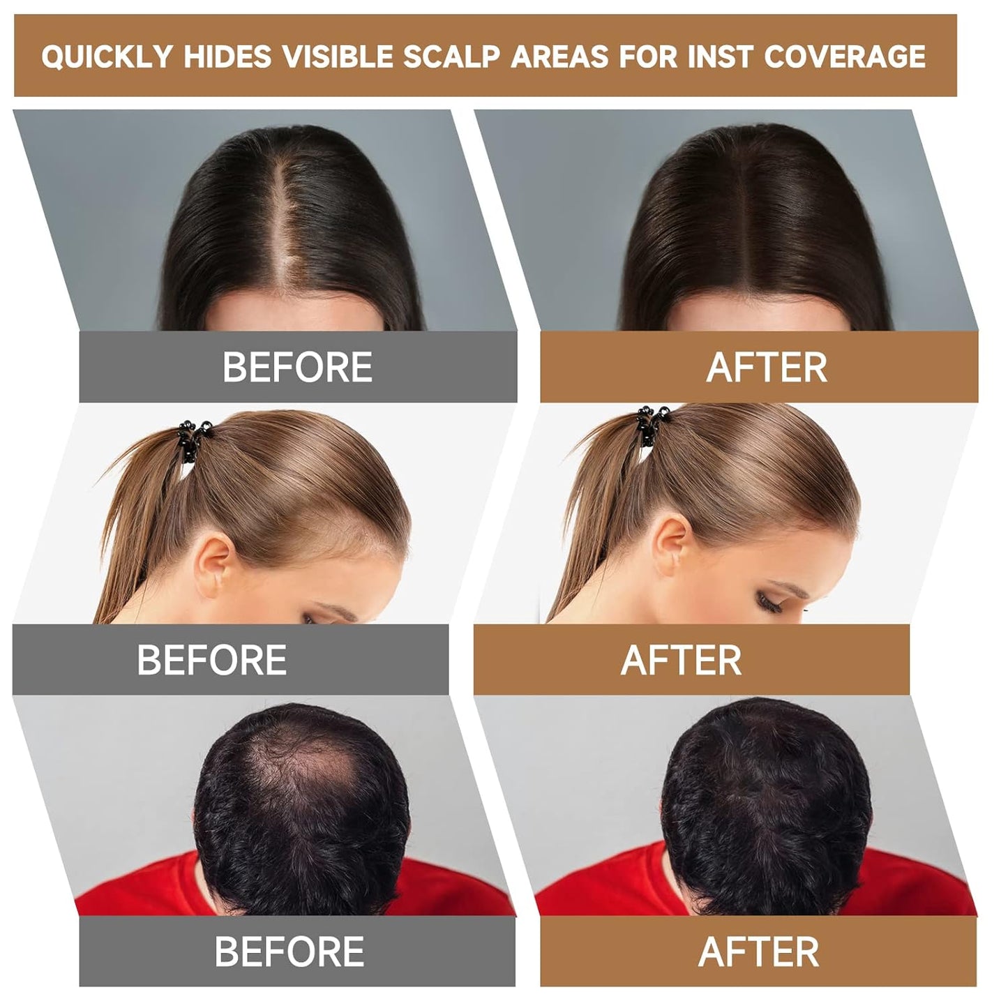 Root Touch up Powder, Instantly Gray Hair Cover Up, Women Color Root Coverage Shadow Powder for Thinning Grey Hairline, Men Roots Concealer for Hair Loss Beard Line Eyebrow, Auburn