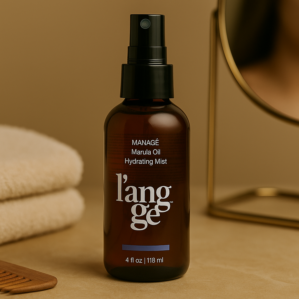 LANGE HAIR Marula Oil Hydrating Mist | Hair Oil for Frizzy Hair | Reduces Frizz & Flyaways | Hair Serum for Dry Hair | Locks in Moisture & Shine | Lightweight Hydrating Hair Oil Spray for Smooth Hair