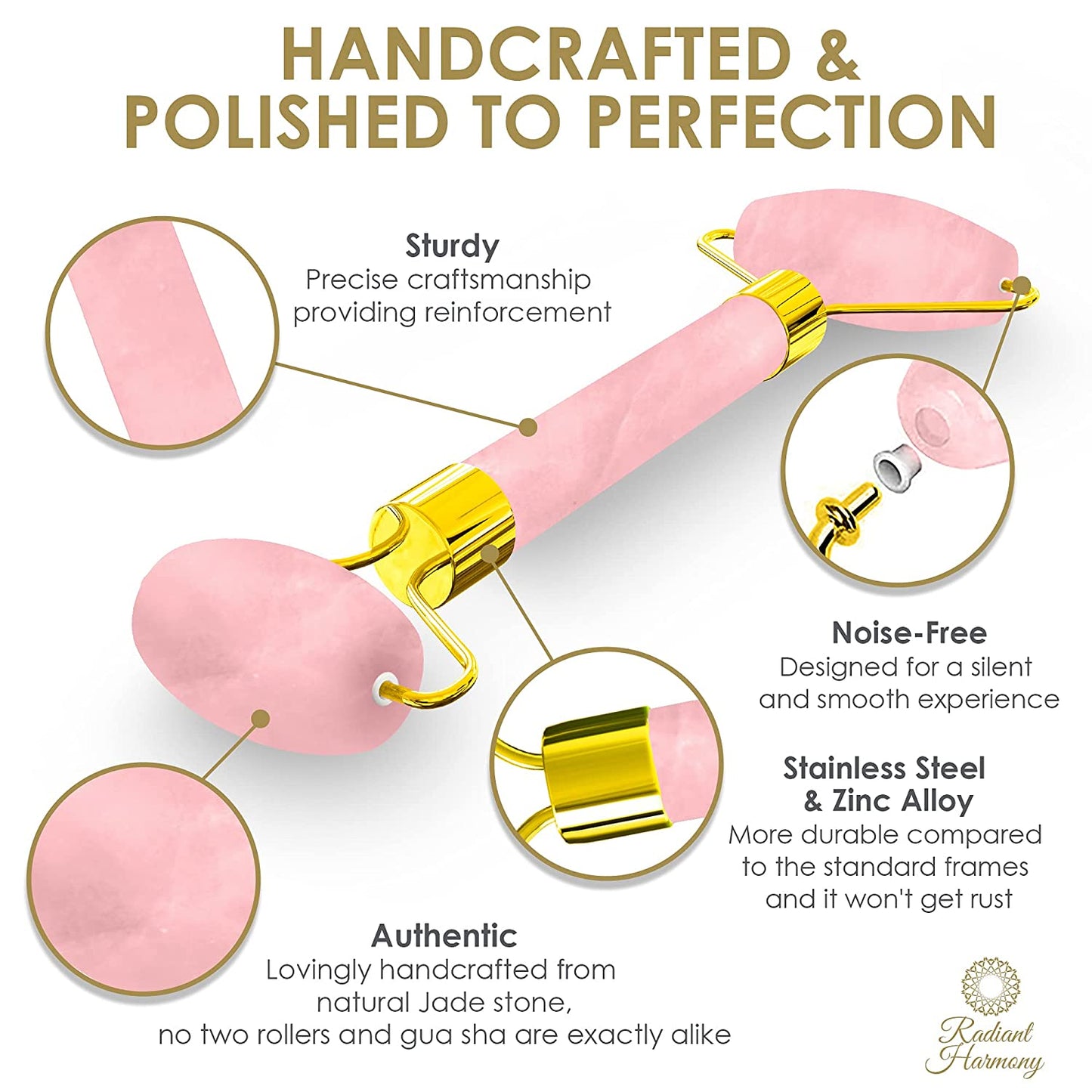Face Roller & Gua Sha Set - Rose Quartz Gua Sha Massage Tool as Face Massager - Jade Roller for Face as Skin Care Tools - Easy to Use Gua Sha Facial Tools - Arrives in a Luxury Box