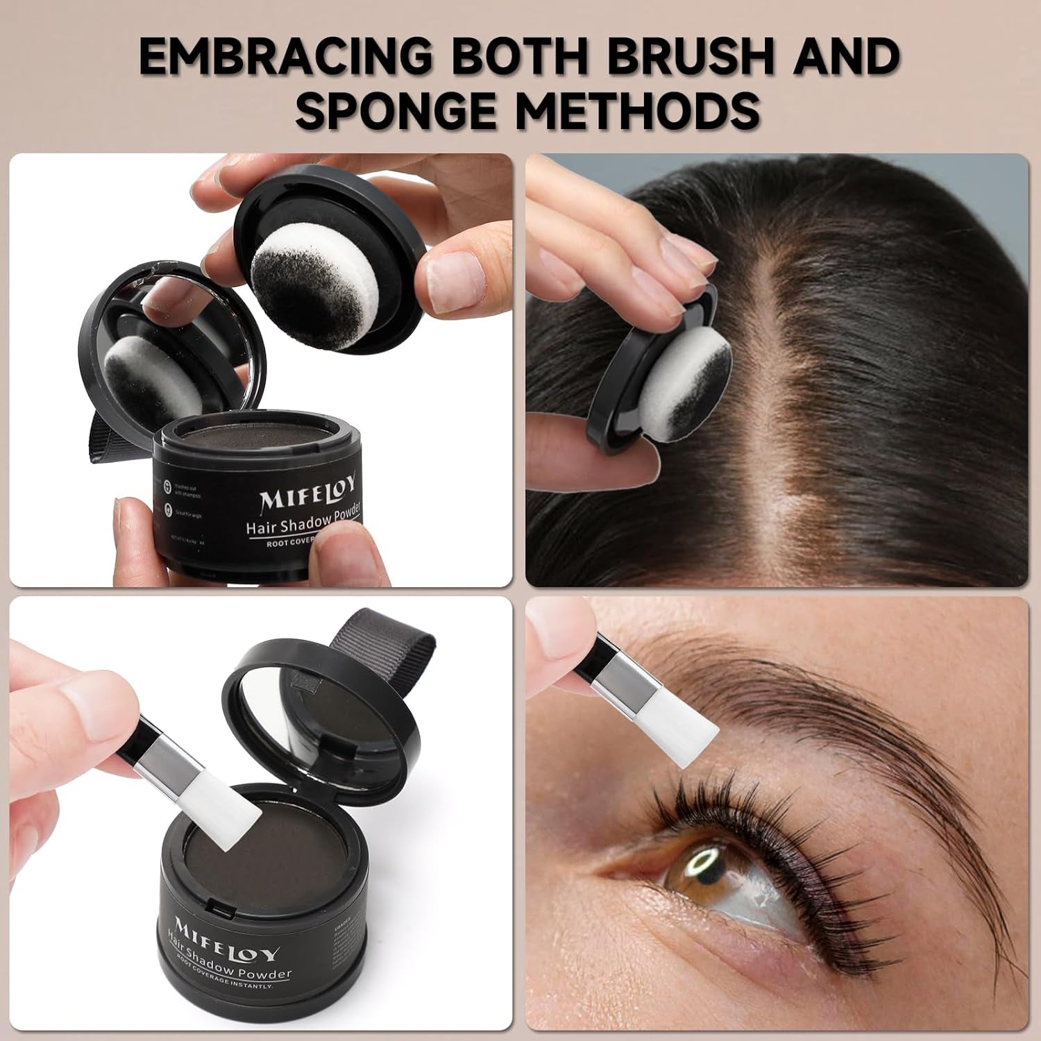 Root Touch up Powder, Instantly Gray Hair Cover Up, Women Color Root Coverage Shadow Powder for Thinning Grey Hairline, Men Roots Concealer for Hair Loss Beard Line Eyebrow, Auburn