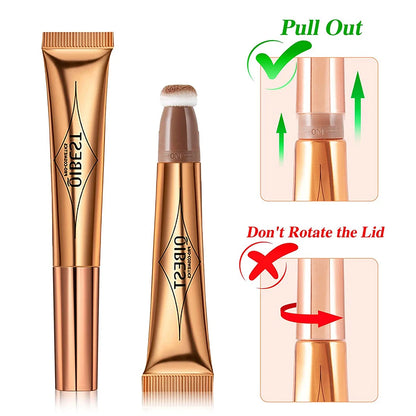 Liquid Contour with Cushion Applicator Highlight Shimmer Natural Soft Moisturizing Cream Liquid Blush for Cheek Cosmetics