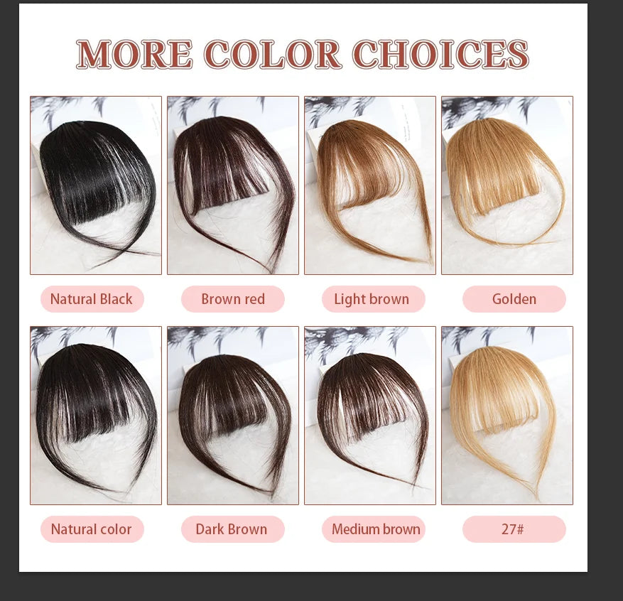Invisible Air Bangs 100% Human Hair Hair Clip-In Extension Front Fringes Hair Pieces Air Bangs Styling Accessorie for Women