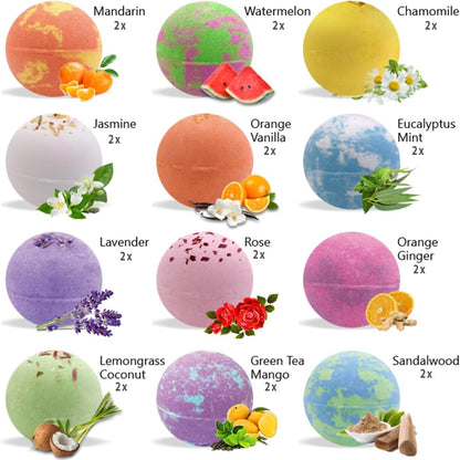 Bath Bombs for Women Gift Set - 24 Natural and Organic Bath Bombs with Essential Oils & Moisturizing Shea Butter, Spa Birthday Gift, Selfcare Gifts for Her, Women, Teen Girls, Kids, Bridesmaid Gift