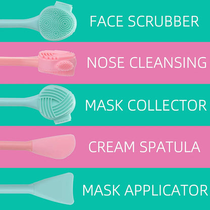 "4 in 1 Face Scrubber, Face Scrubber, Nose Cleaning, Cream Applicator, Mask Collector, Facial Exfoliator Cleansing Brush, Great for Face Clean, Care, and Make Up."