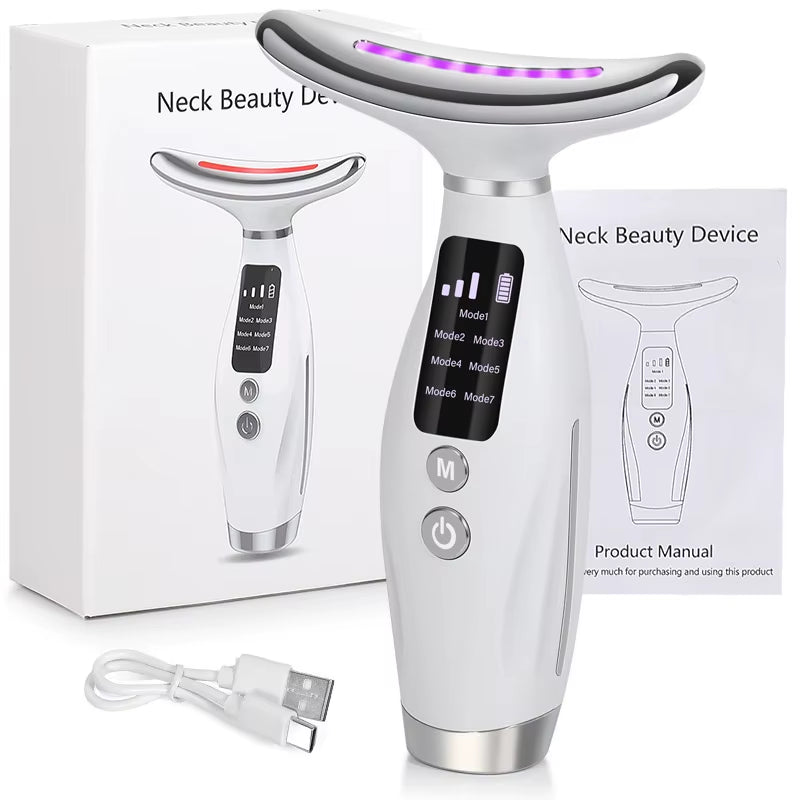 7 Color Galvanic Machines - Red Light Therapy for Face and Neck, Face Massager Tool for Wrinkles, Double Chin, Vibrating Facial