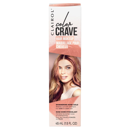 Color Crave Temporary Hair Color Makeup, Shimmering Rose Gold Hair Color, 1 Count
