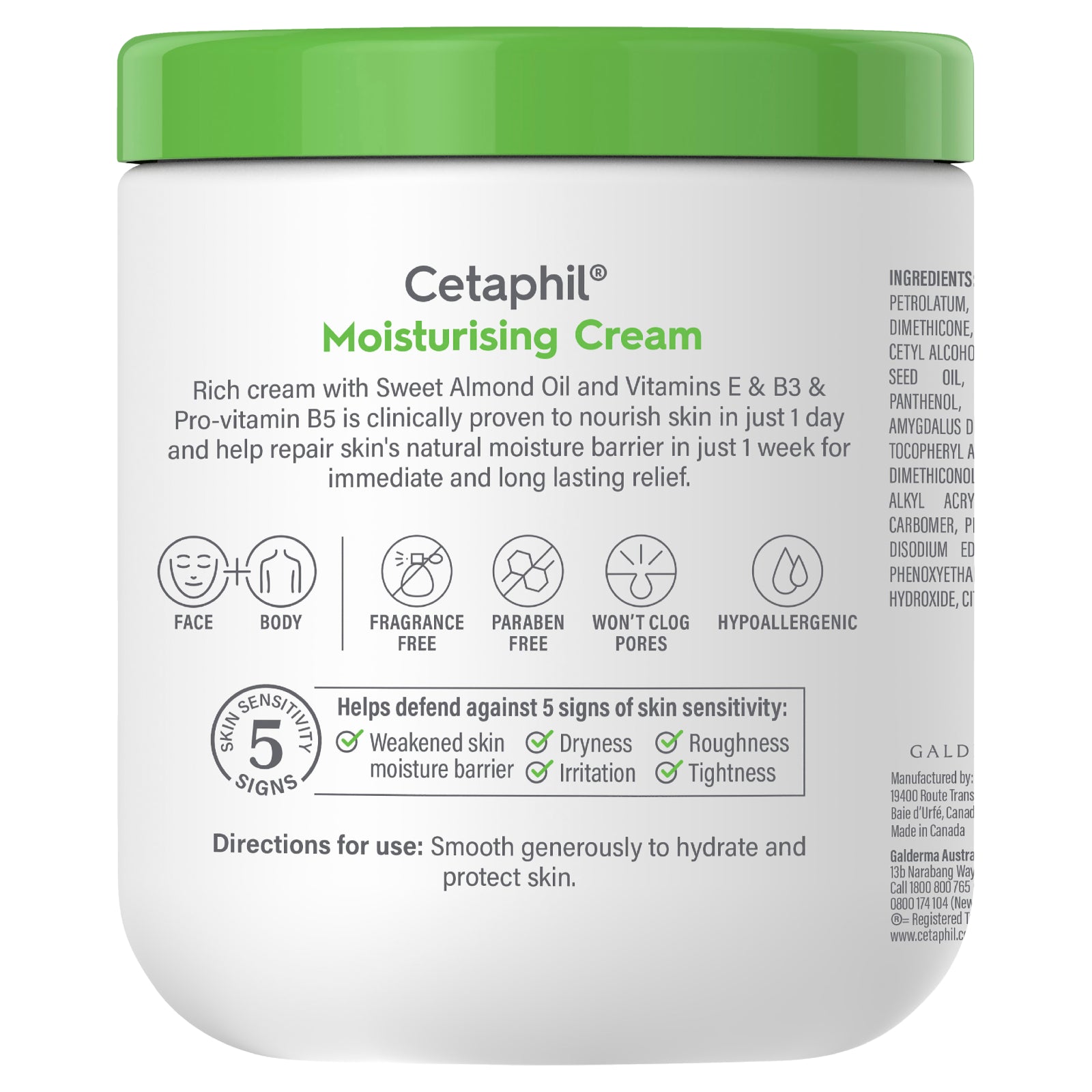 Cetaphil Soften Moisturising and Protect Dry Sensitive Skin Cream 550G
