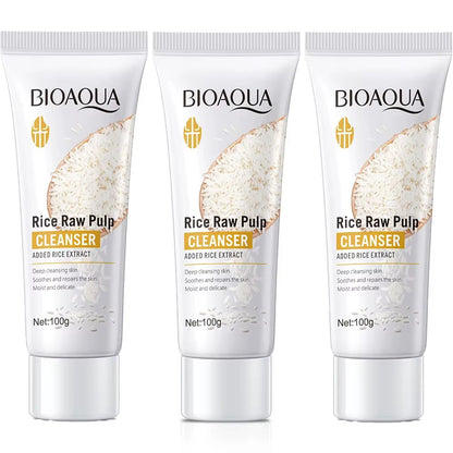 BIOAQUA Rice Raw Pulp Facial Cleanser Face Wash Foam Skincare Moisturizing Skin Brightening Rejuvenation Face Cleanser Skin Care