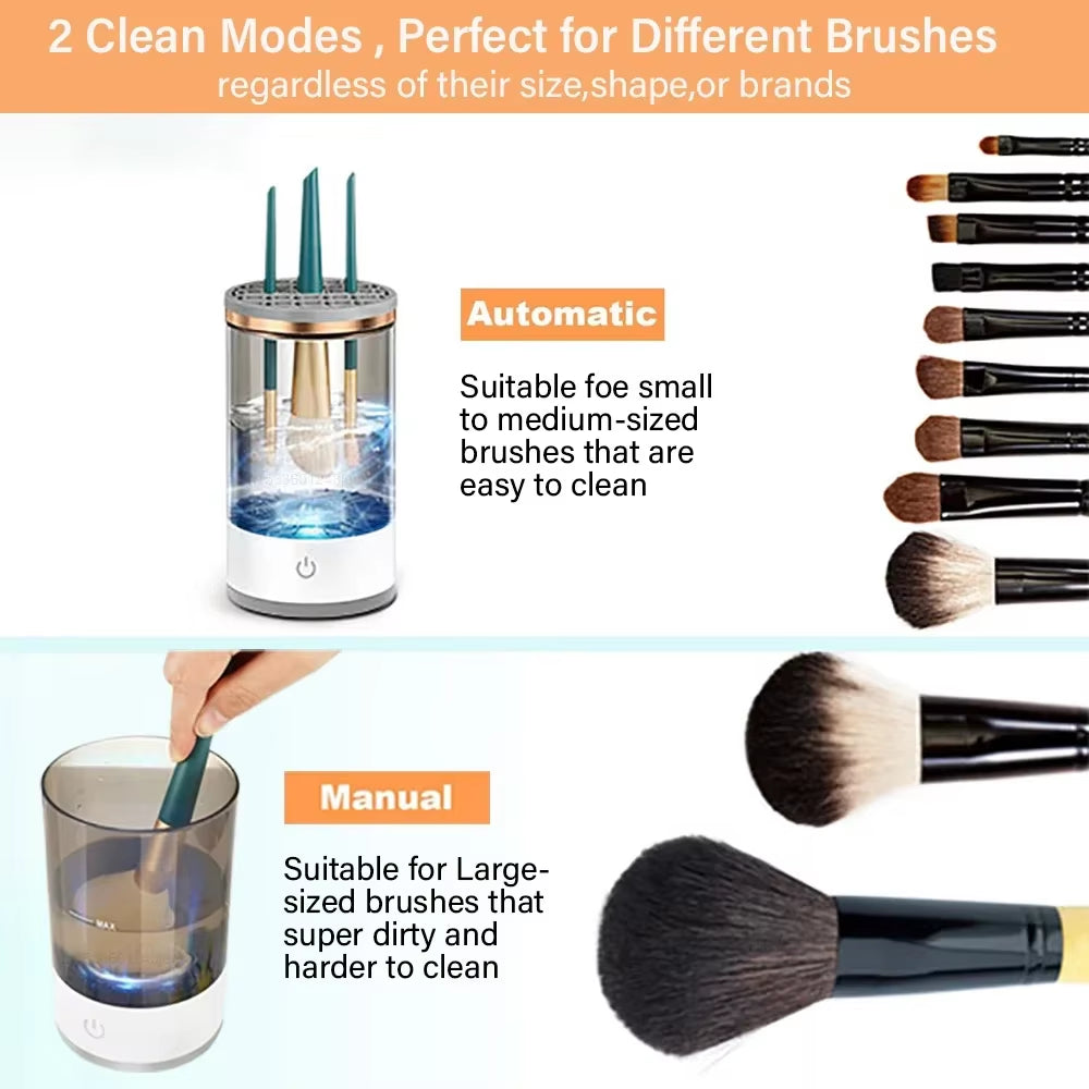 Rechargeable Electric Makeup Brush Cleaner - Automatic Cleaning Stand for Effortless Brush Care