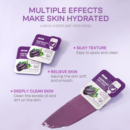5Pcs  Eggplant Mud Mask Oil Control Moisturizing Anti-Acne anti Wrinkle Whitening Cleansing Clay Mask Skin Care Face Mask
