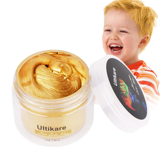 Hair Wax Color Blonde,  Blonde Hair Dye Temporary for Color Treated Hair Natural Styling Instant Kids Mud Cream Gel 3.4 Fl Oz Girl Gifts, Party, Cosplay DIY, Children'S Day
