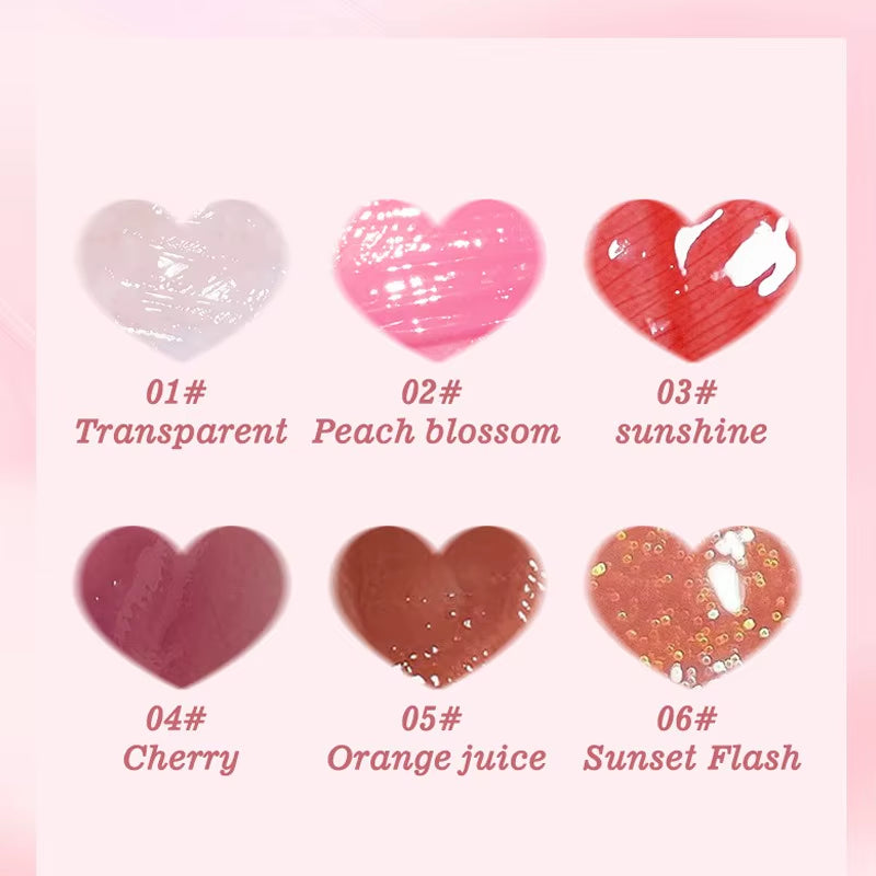 6PCS Moisturizing Lip Gloss Transparent Lip Oil Hydrating Lip Glaze Lip Plumper Hydrating Make up Liquid Lipstick Lips Cosmetics