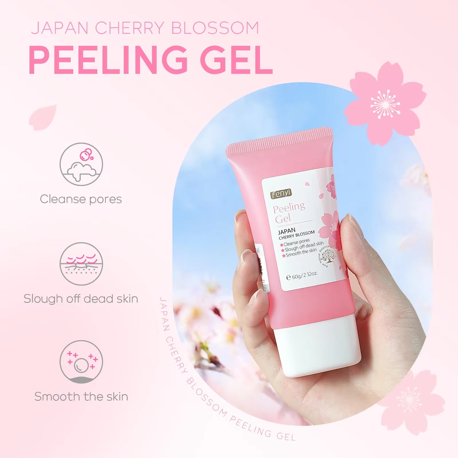 Sakura Deep Cleaning Exfoliating Gel - Whitening & Moisturizing Facial Scrub for Radiant Skin (60G)