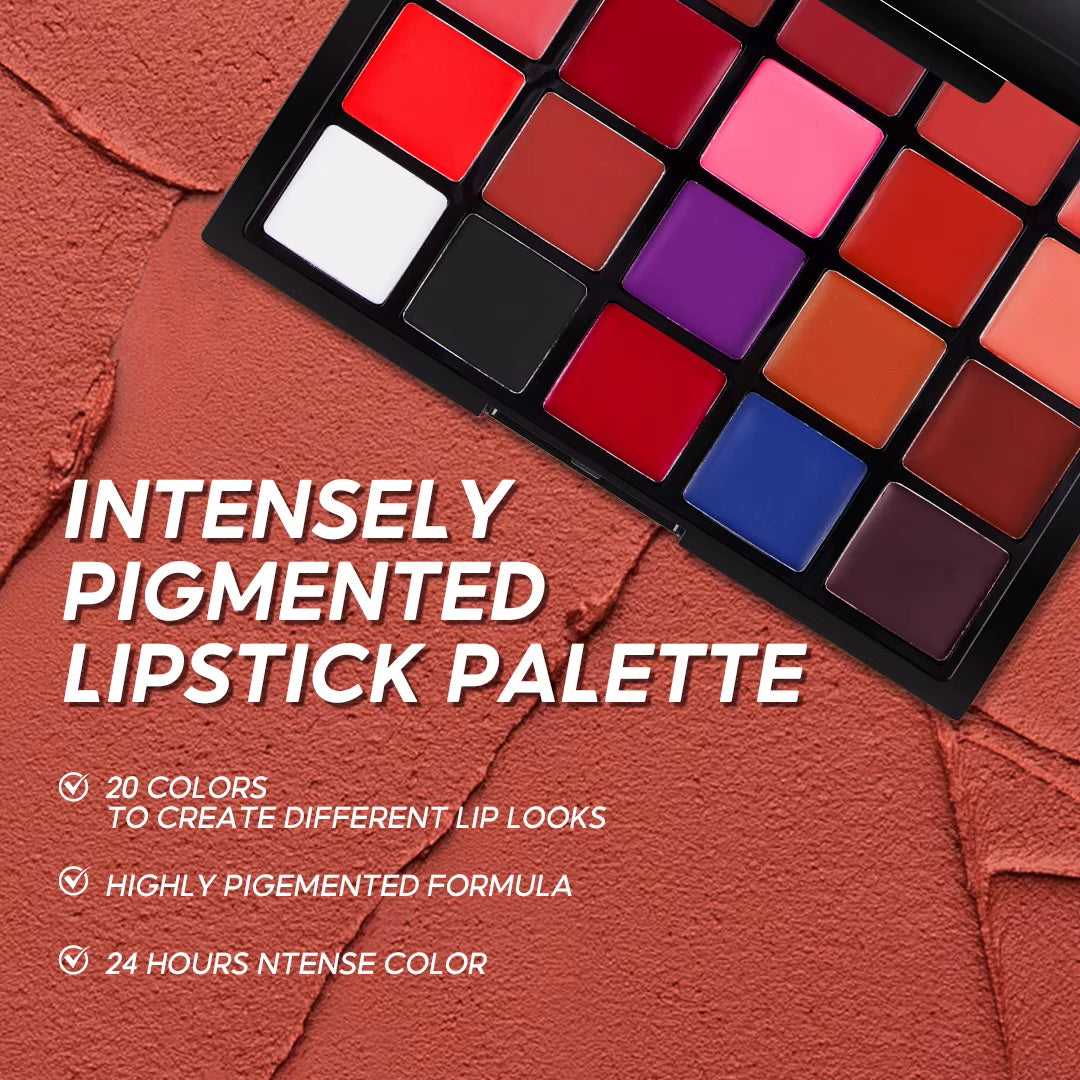 20 Colors Lipstick Palette Matte Velvet Lip Makeup Long Lasting Lip High Pigmented