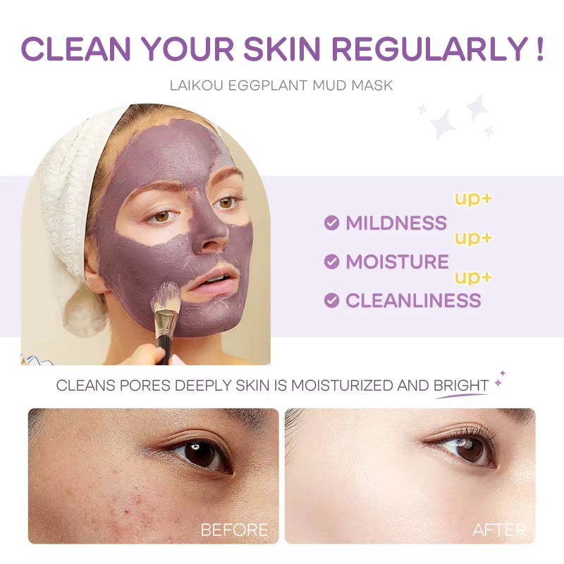 5Pcs  Eggplant Mud Mask Oil Control Moisturizing Anti-Acne anti Wrinkle Whitening Cleansing Clay Mask Skin Care Face Mask