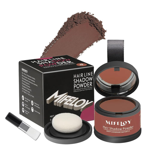 Root Touch up Powder, Instantly Gray Hair Cover Up, Women Color Root Coverage Shadow Powder for Thinning Grey Hairline, Men Roots Concealer for Hair Loss Beard Line Eyebrow, Auburn