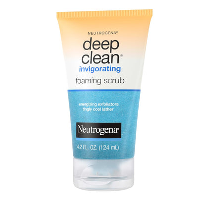 Deep Clean Invigorating Foaming Daily Exfoliating Facial Scrub with Glycerin, Gentle, Cooling & Exfoliating Gel Face Wash to Remove Impurities, Dirt, Oil & Makeup, 4.2 Fl. Oz