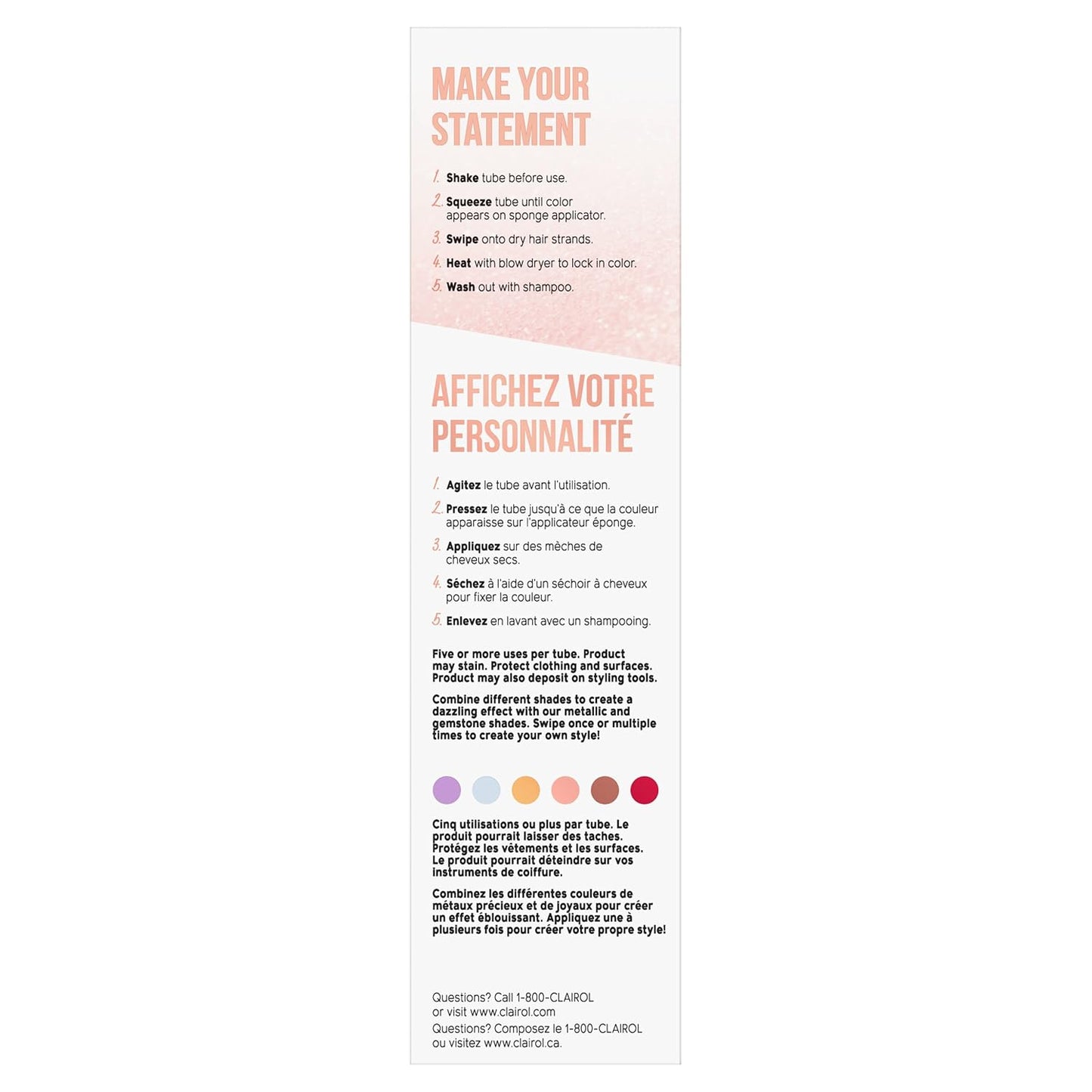 Color Crave Temporary Hair Color Makeup, Shimmering Rose Gold Hair Color, 1 Count