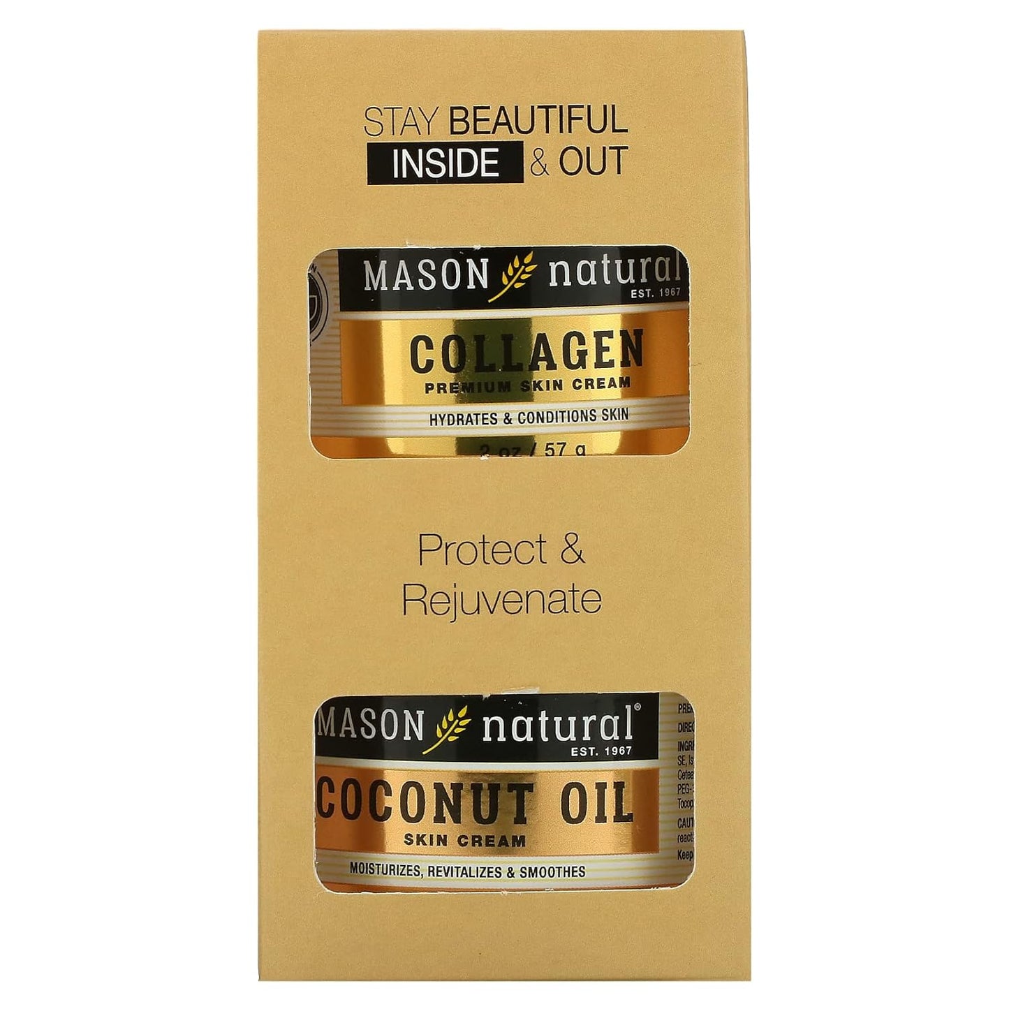 Coconut Oil Skin Cream + Collagen Premium Skin Cream, 2 Pack, 2 Oz (57 G) Each