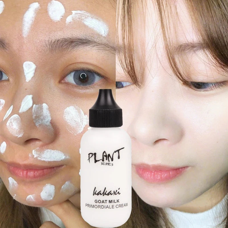 Professional Lazy Face Foundation Goat Milk Cream Whitening Full Coverage Waterproof Makeup Base Brighten Cover Dark Circles