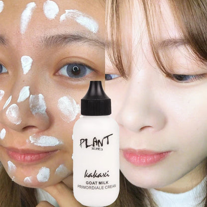 Professional Lazy Face Foundation Goat Milk Cream Whitening Full Coverage Waterproof Makeup Base Brighten Cover Dark Circles