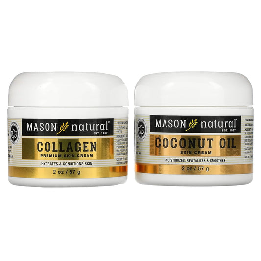 Coconut Oil Skin Cream + Collagen Premium Skin Cream, 2 Pack, 2 Oz (57 G) Each