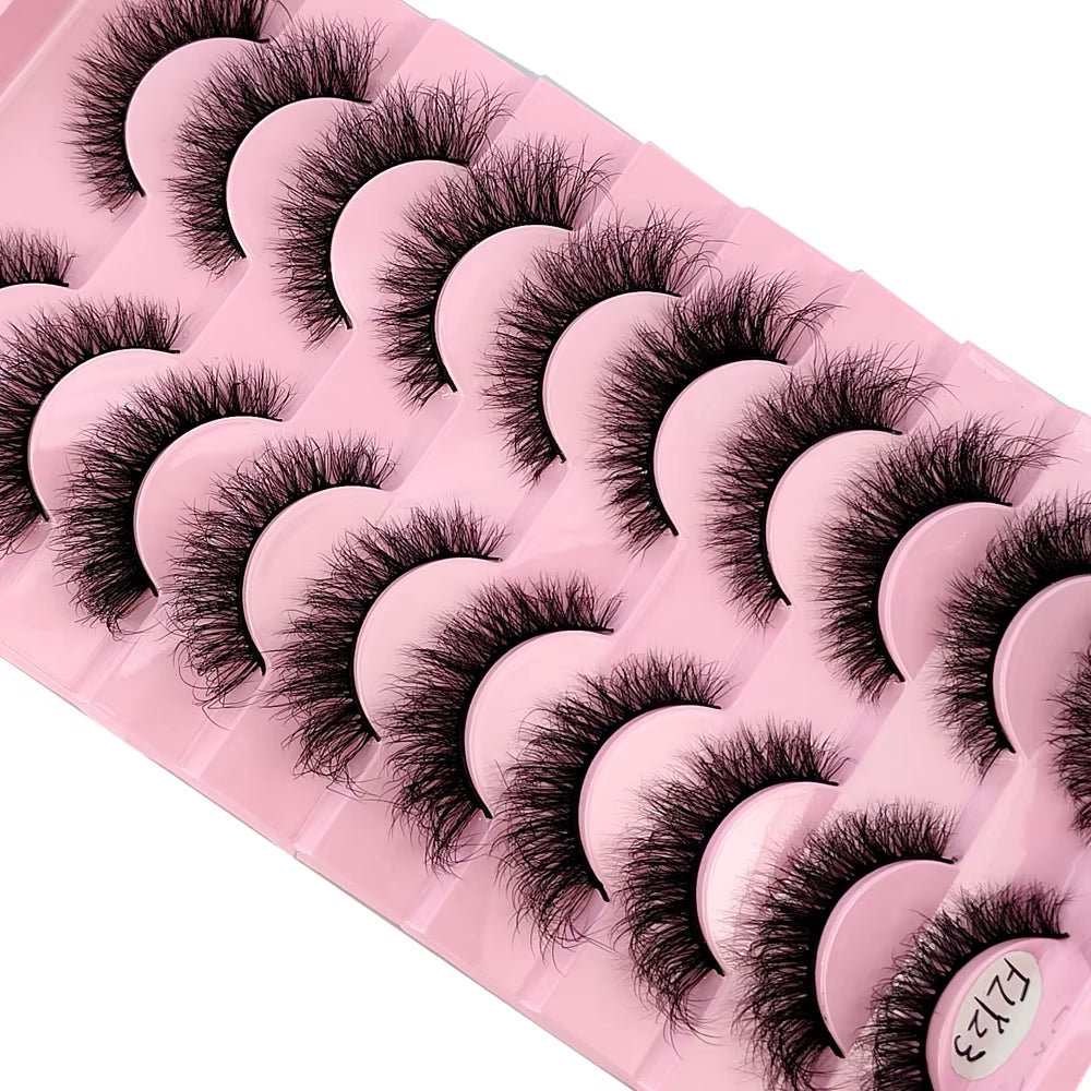 10 Pairs Faux Mink Eyelashes Handmade False Eyelashes Natural Nude Makeup Simulation Cross Messy Eye 3D Curly Eyelashes
