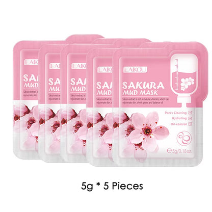 5Pcs  Eggplant Mud Mask Oil Control Moisturizing Anti-Acne anti Wrinkle Whitening Cleansing Clay Mask Skin Care Face Mask