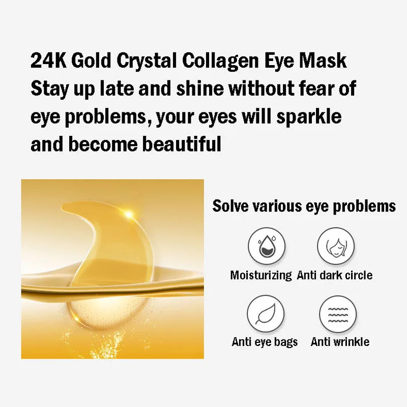 60Pcs/Box Seaweed Gold Collagen Eye Mask anti Dark Circles Removal Eyes Bags Moisturizing Anti-Aging Eye Patches Eyes Gel Mask