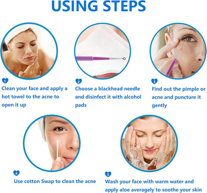 Pimple Popper Tool Kit -  10 Pcs Blackhead Remover Comedone Extractor Kit with Metal Case for Quick and Easy Removal of Blackheads, Zit Removing, Facial and Nose(Colorful)