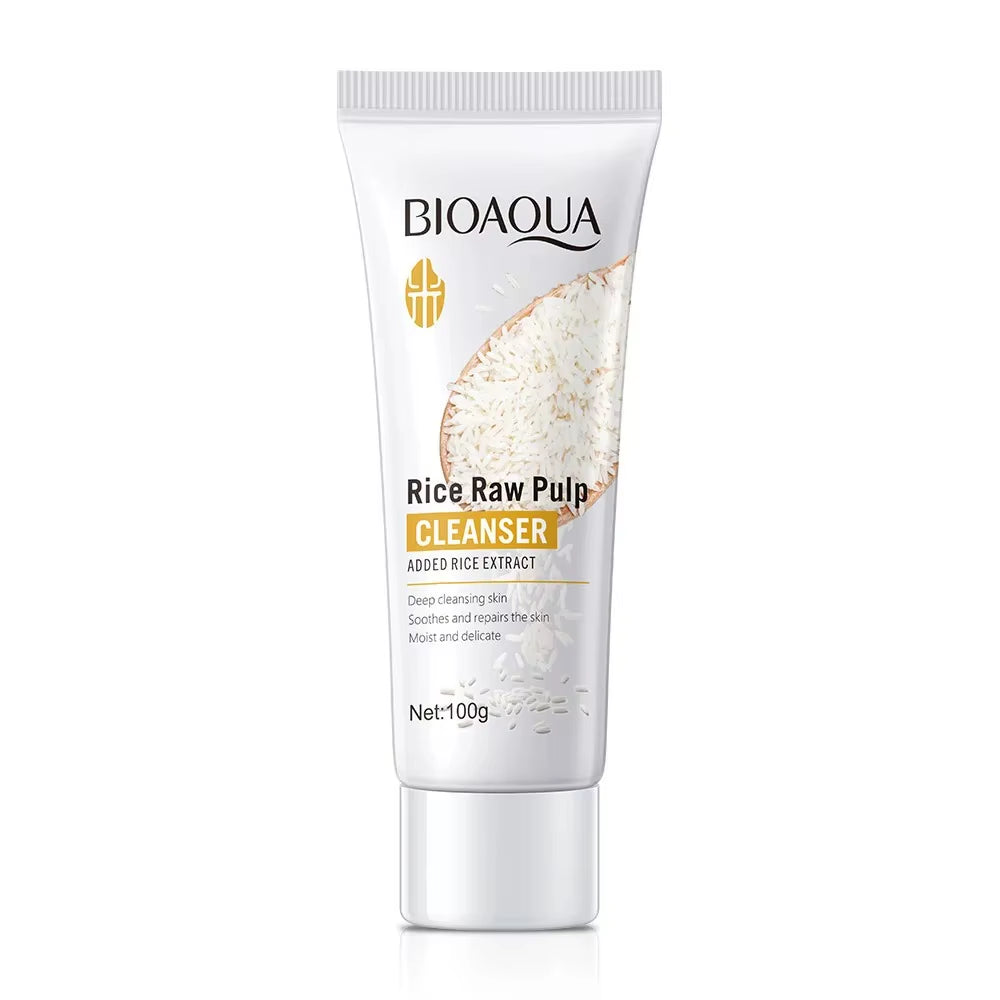 BIOAQUA Rice Raw Pulp Facial Cleanser Face Wash Foam Skincare Moisturizing Skin Brightening Rejuvenation Face Cleanser Skin Care
