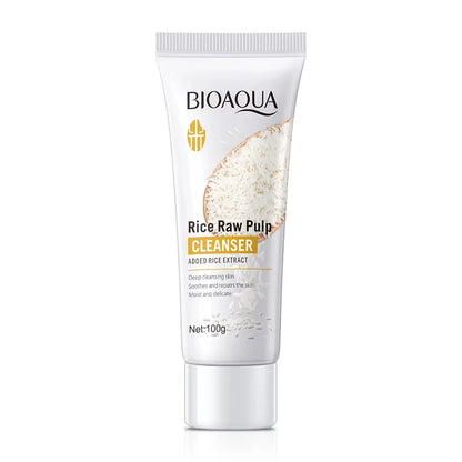BIOAQUA Rice Raw Pulp Facial Cleanser Face Wash Foam Skincare Moisturizing Skin Brightening Rejuvenation Face Cleanser Skin Care