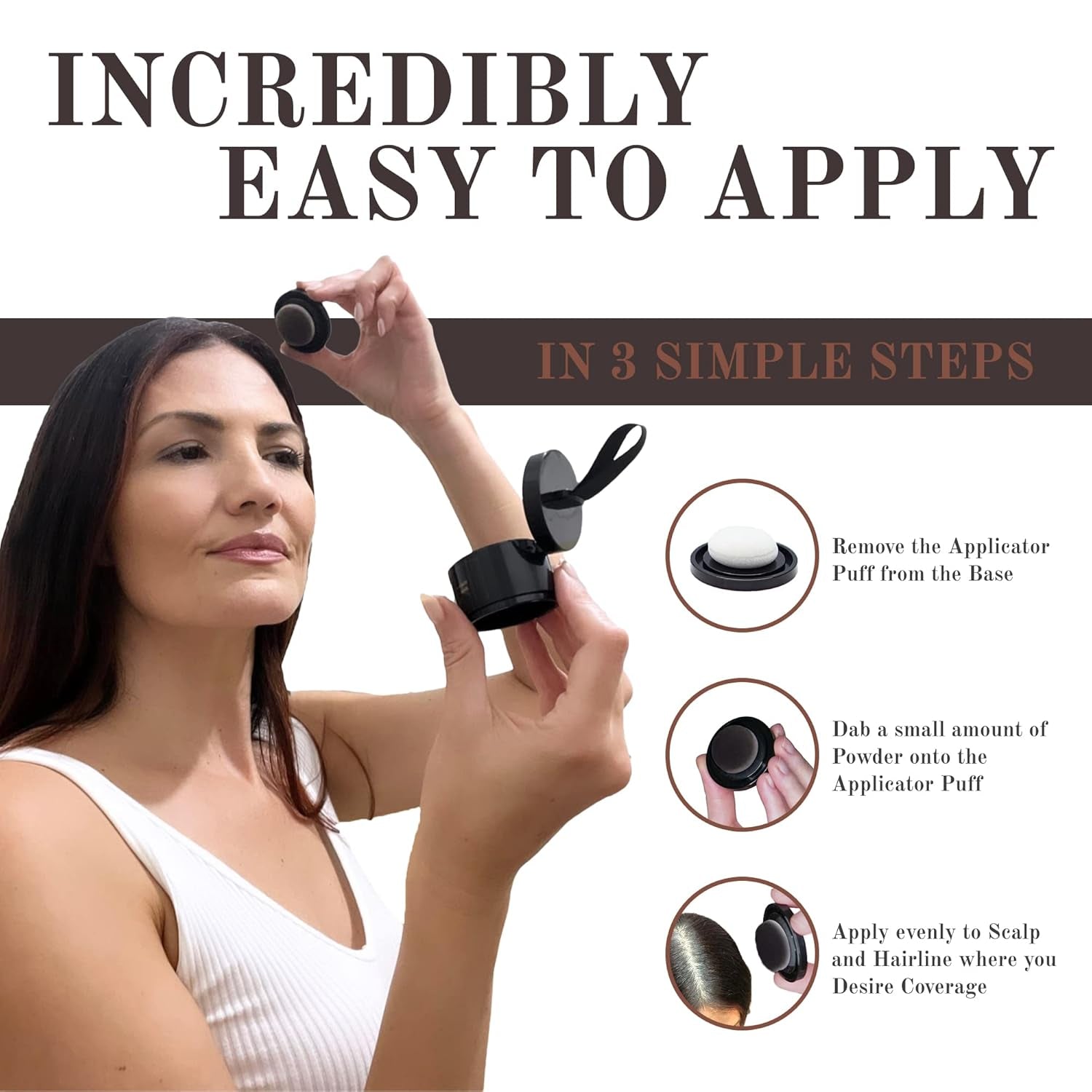 Hairline Powder Instant Formula (Medium Brown) - Root Touchup for Gray Hair, Concealer for Thinning & Bald Spots