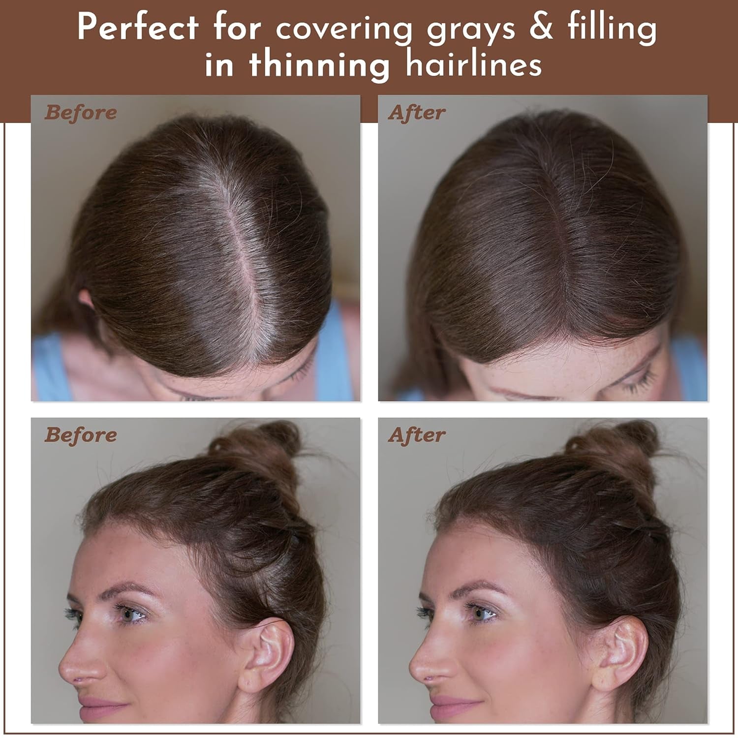 Hairline Powder Instant Formula (Medium Brown) - Root Touchup for Gray Hair, Concealer for Thinning & Bald Spots