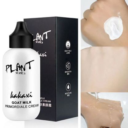Professional Lazy Face Foundation Goat Milk Cream Whitening Full Coverage Waterproof Makeup Base Brighten Cover Dark Circles