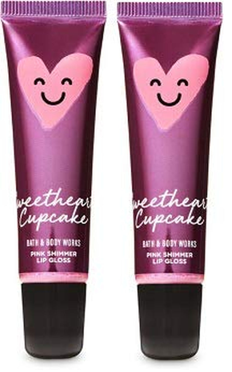 Bath and Body Works 2 Pack Sweetheart Cupcake Pink Shimmer Lip Gloss .47 Oz.
