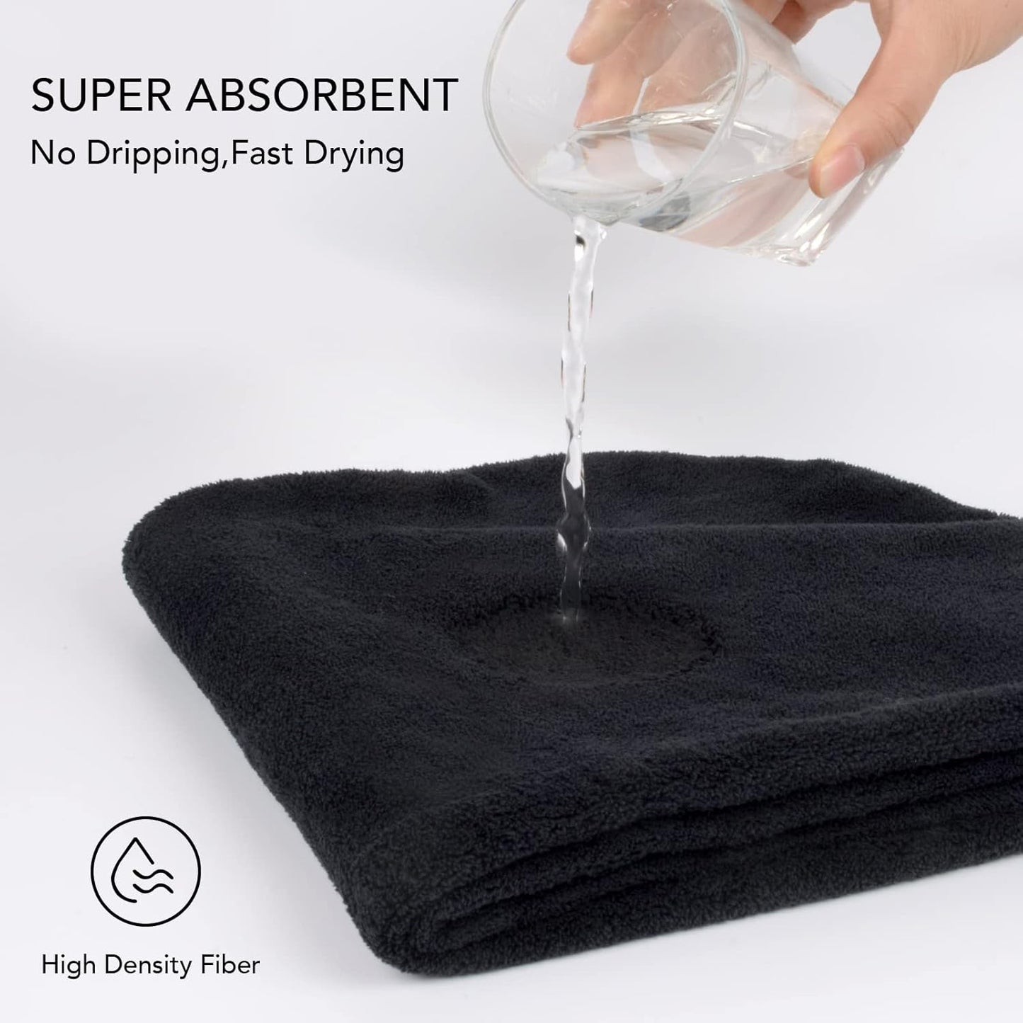 Microfiber Hair Drying Cap Hair Towel Turban Twist for Women Fast Drying Towels Head Turban Absorbent Soft Lightweight 3 Pack Black