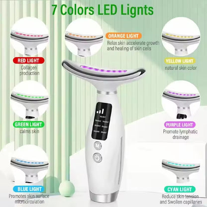 7 Color Galvanic Machines - Red Light Therapy for Face and Neck, Face Massager Tool for Wrinkles, Double Chin, Vibrating Facial