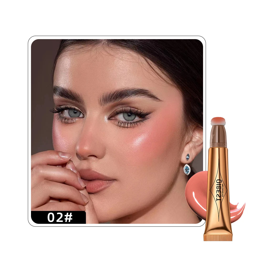 Liquid Contour with Cushion Applicator Highlight Shimmer Natural Soft Moisturizing Cream Liquid Blush for Cheek Cosmetics