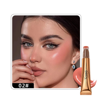 Liquid Contour with Cushion Applicator Highlight Shimmer Natural Soft Moisturizing Cream Liquid Blush for Cheek Cosmetics