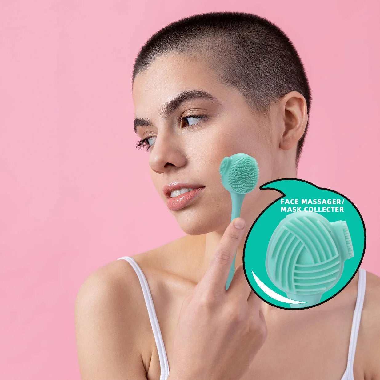 "4 in 1 Face Scrubber, Face Scrubber, Nose Cleaning, Cream Applicator, Mask Collector, Facial Exfoliator Cleansing Brush, Great for Face Clean, Care, and Make Up."