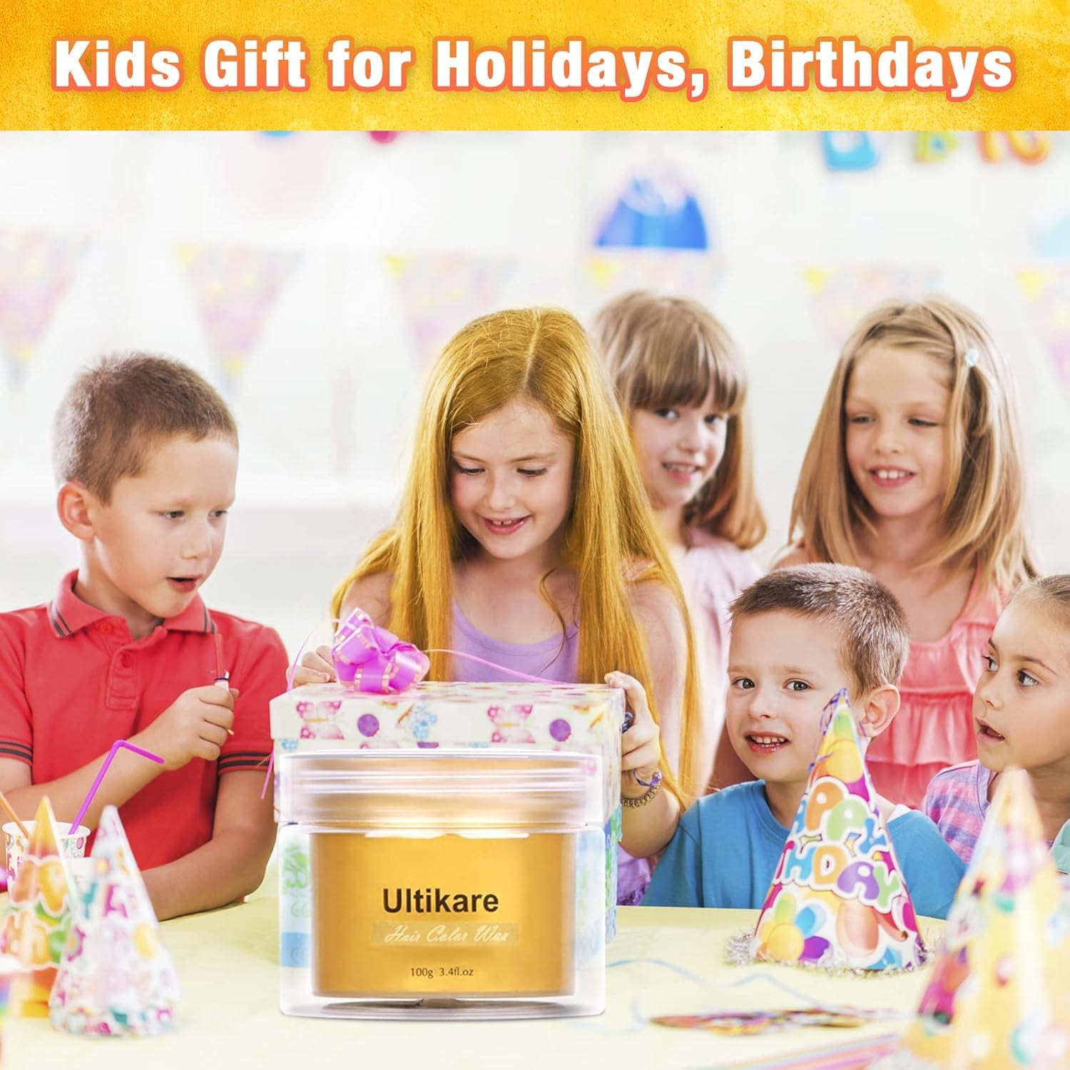 Hair Wax Color Blonde,  Blonde Hair Dye Temporary for Color Treated Hair Natural Styling Instant Kids Mud Cream Gel 3.4 Fl Oz Girl Gifts, Party, Cosplay DIY, Children'S Day