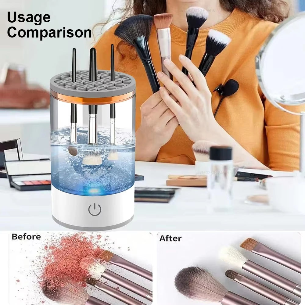 Rechargeable Electric Makeup Brush Cleaner - Automatic Cleaning Stand for Effortless Brush Care