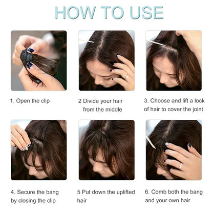 Invisible Air Bangs 100% Human Hair Hair Clip-In Extension Front Fringes Hair Pieces Air Bangs Styling Accessorie for Women