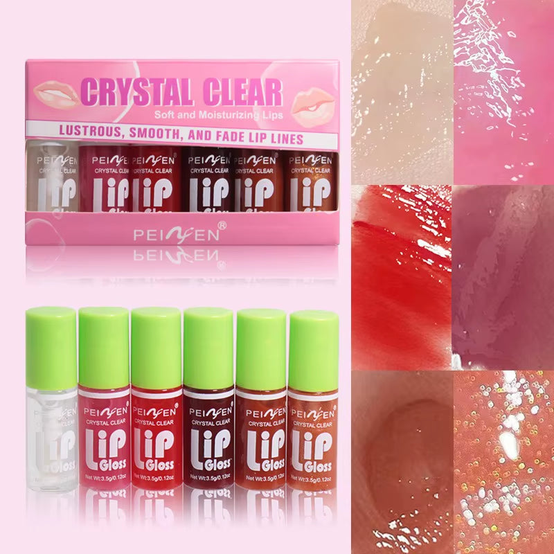 6PCS Moisturizing Lip Gloss Transparent Lip Oil Hydrating Lip Glaze Lip Plumper Hydrating Make up Liquid Lipstick Lips Cosmetics