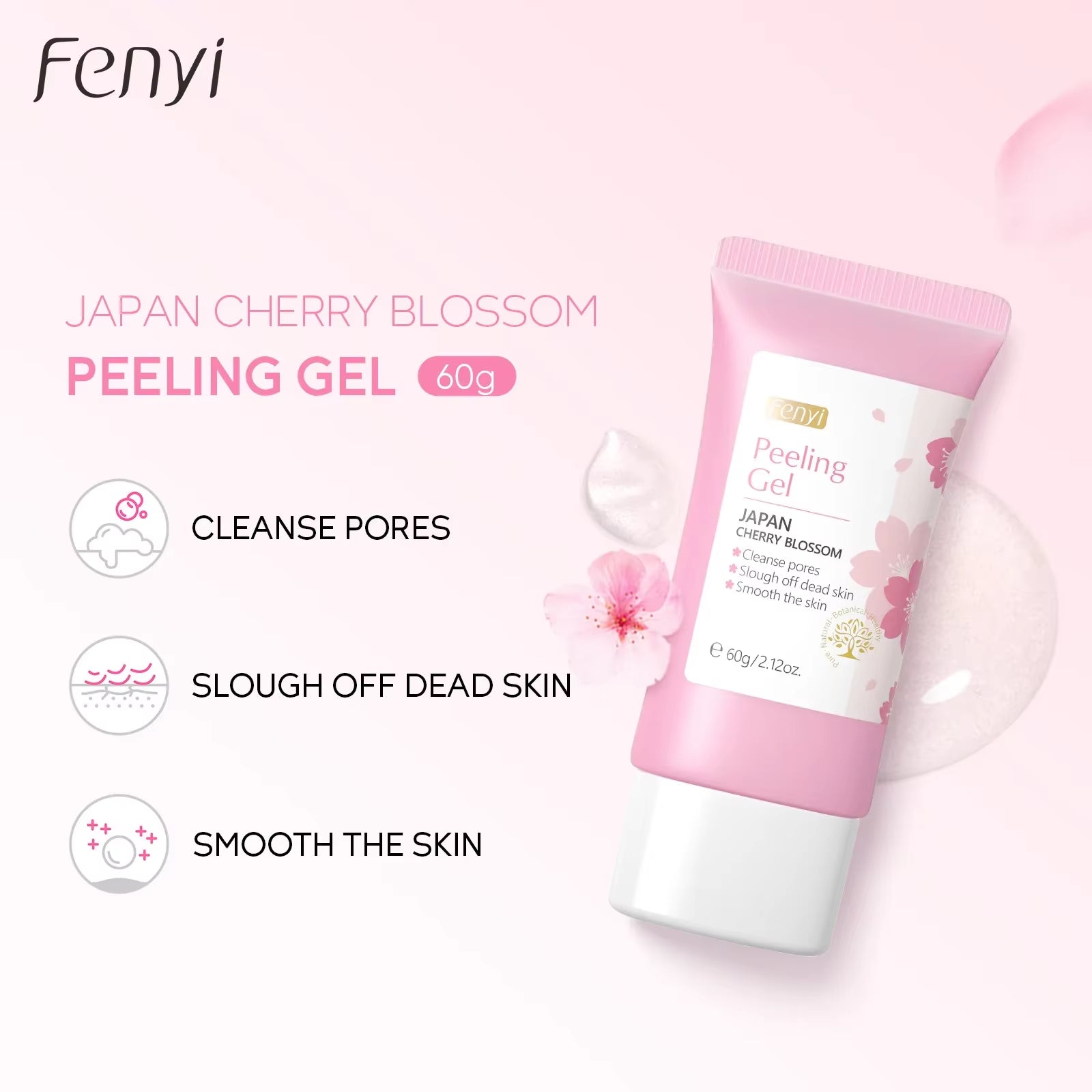 Sakura Deep Cleaning Exfoliating Gel - Whitening & Moisturizing Facial Scrub for Radiant Skin (60G)
